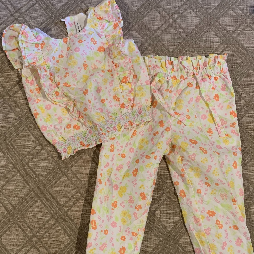 2T Janie & Jack Ditsy Floral Ruffle waist pant and top
